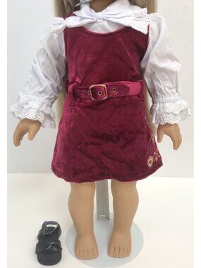 American Girl Julie Albright Christmas Dress, Blouse, And 1 Shoe OUTFIT ONLY